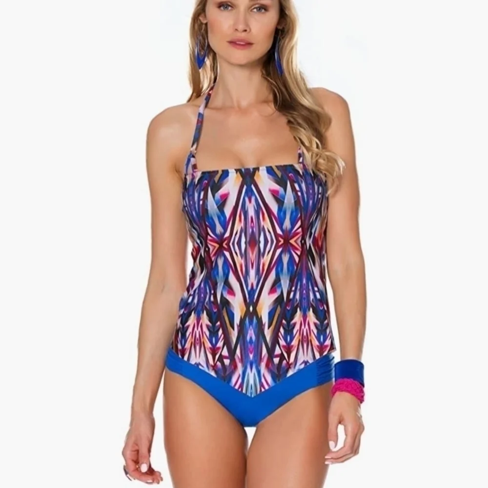 Becca by R Virtue Aura halter v hem tankini size M